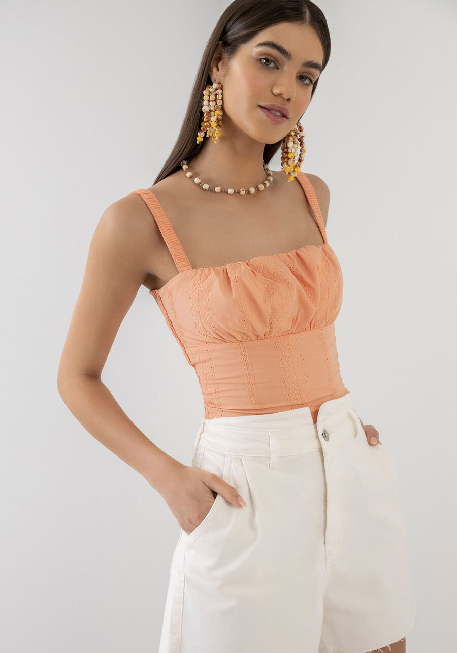 Blusa Bordada com Franzido Busto, . Blusa Bordada com Franzido Busto, , large.