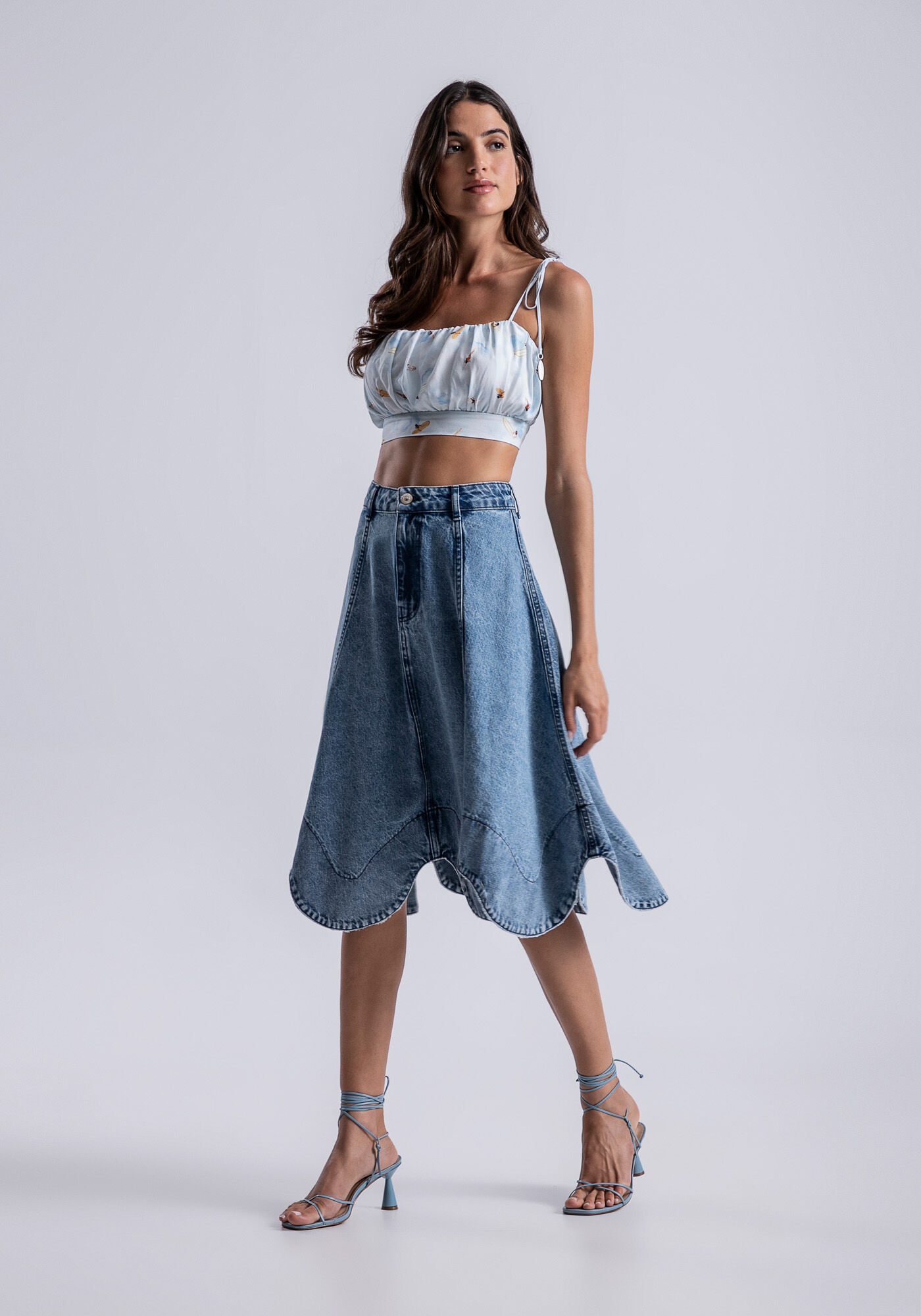 Blusa Cropped em Viscose com Tiras Costas, , large.