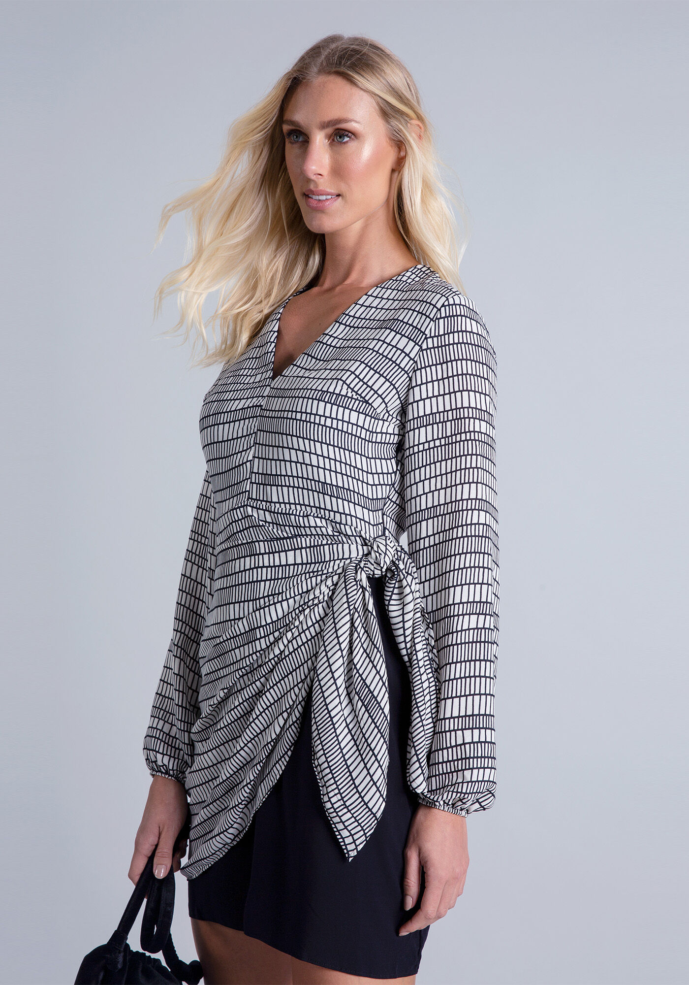 Vestido Manga Longa Transpasse, , large.