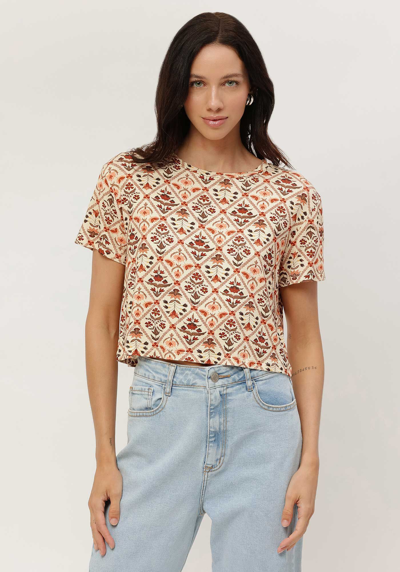 Blusa Estampada em Malha Viscose Cropped, , large.