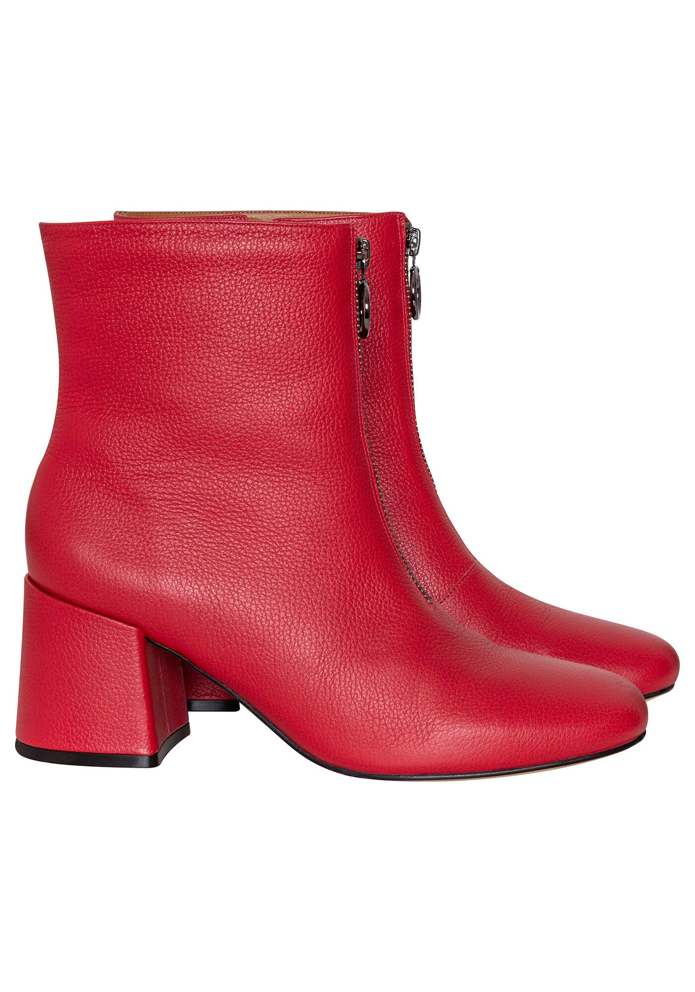 Bota Salto Bloco Z&iacute;per Couro, , large.