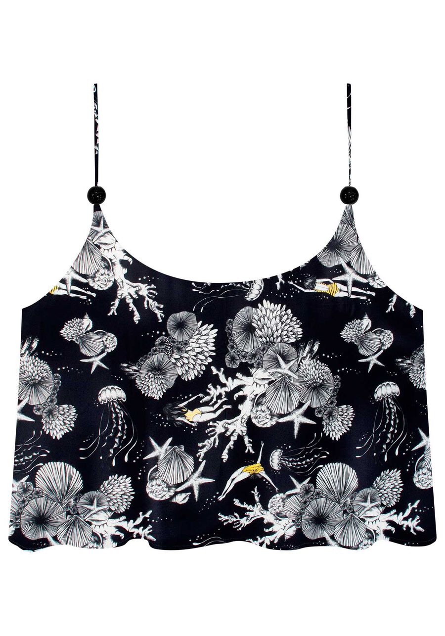Blusa com Alças Cropped Estampada, . Blusa com Alças Cropped Estampada, , large.