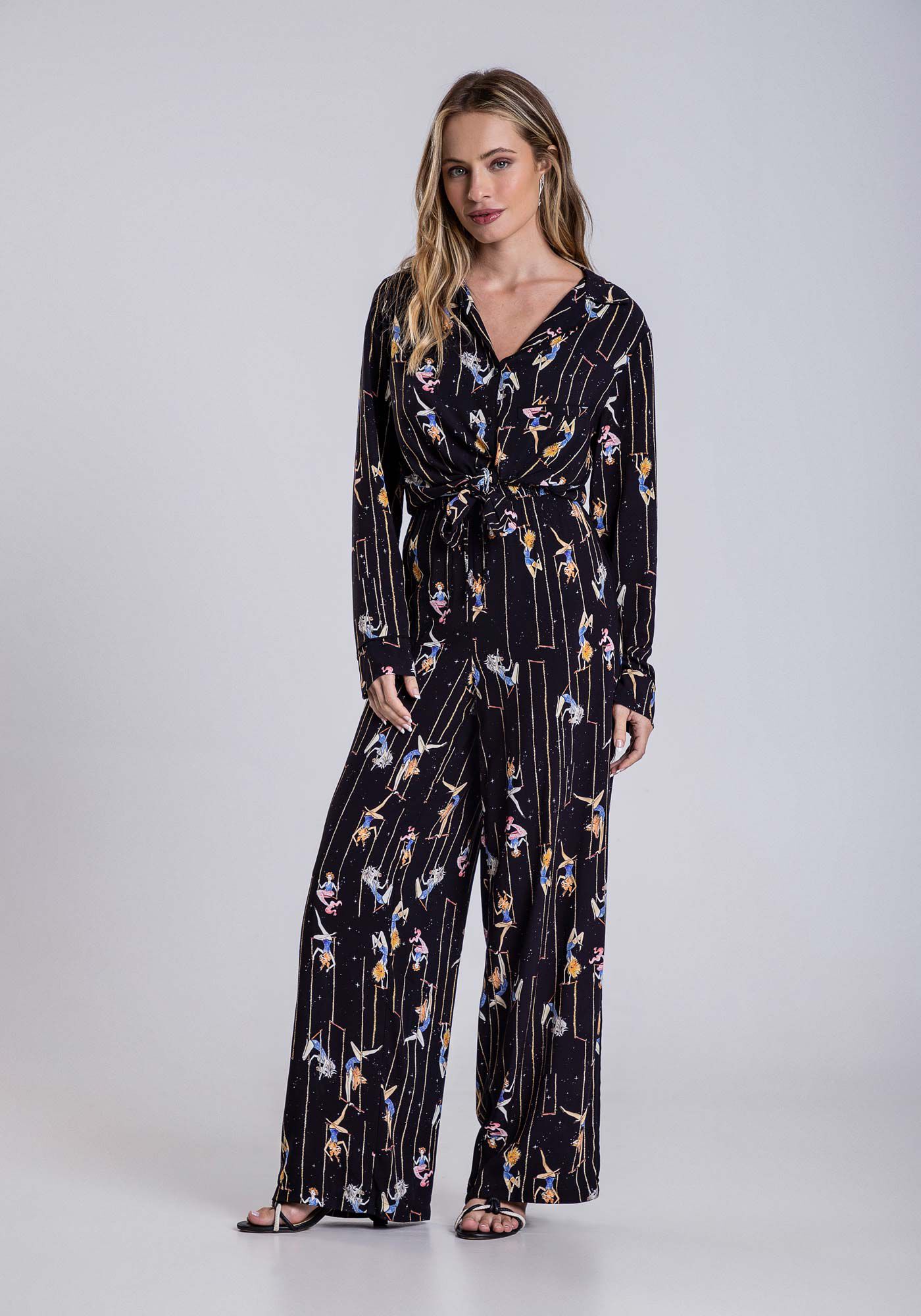 Conjunto Camisa e Cal&ccedil;a em Viscose Estampado, , large.