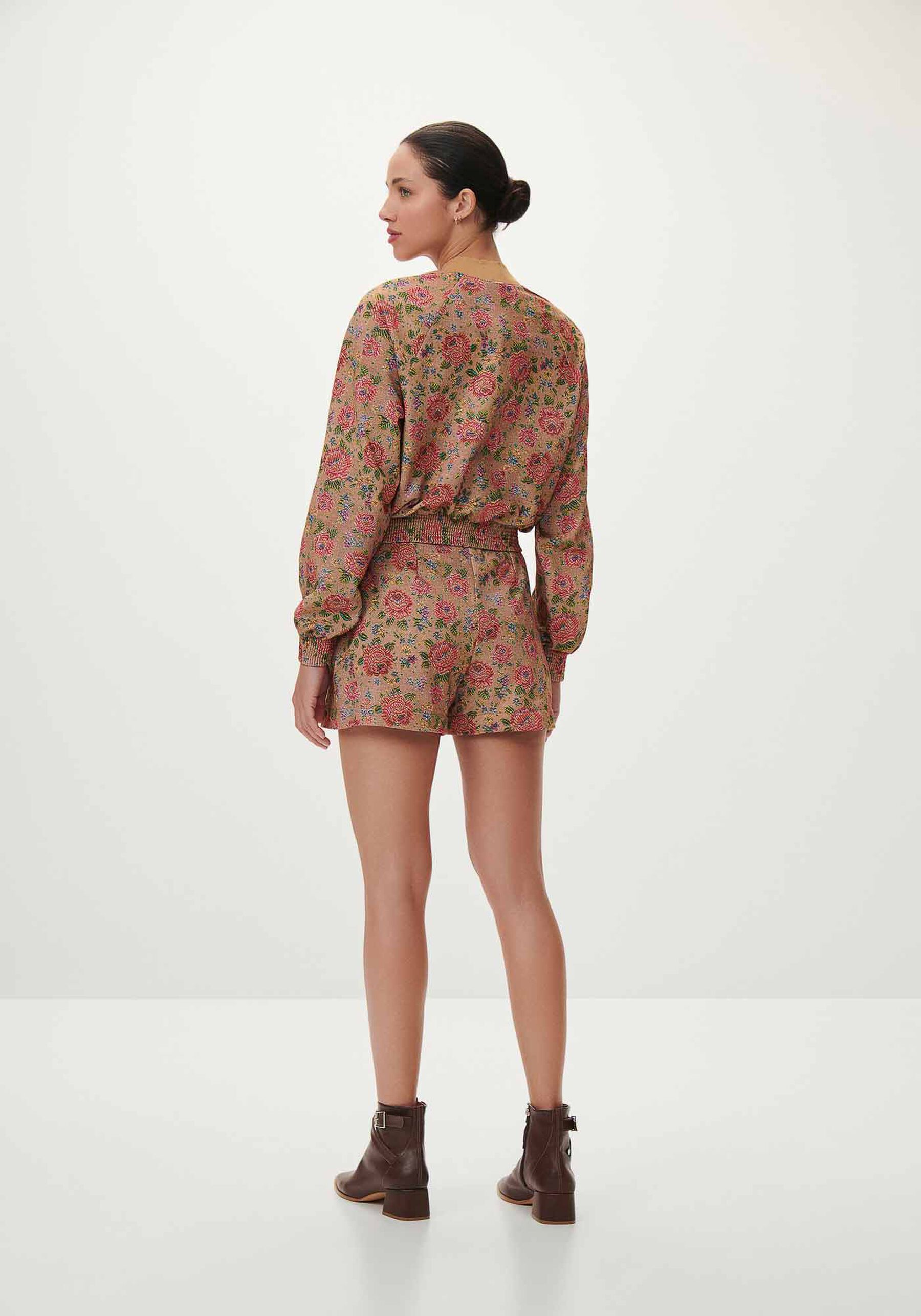 Jaqueta Bomber em Moletom Floral, JACQUARD IMPERIAL. Jaqueta Bomber em Moletom Floral, JACQUARD IMPERIAL, large.