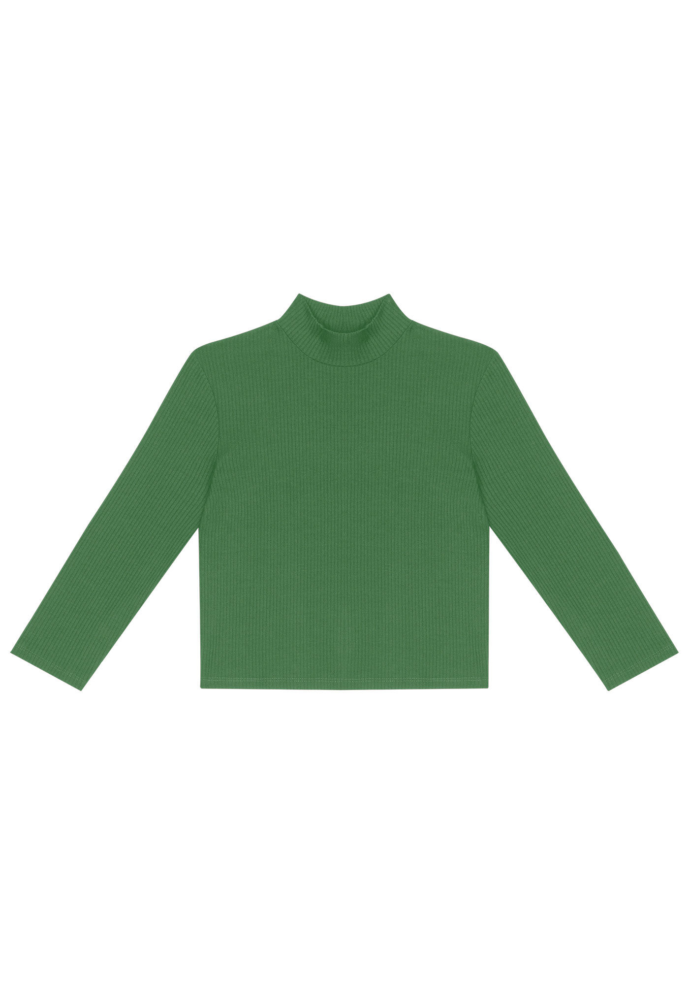 Blusa Manga 3/4 Cropped Canelada com Gola Alta, , large.