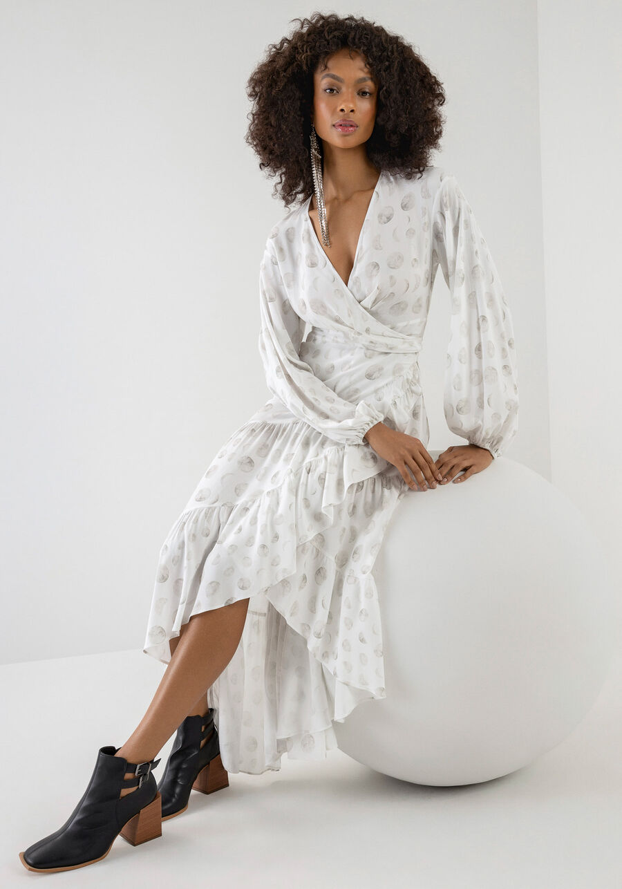 Vestido Midi Manga Longa Transpassado com Babado, LUA. Vestido Midi Manga Longa Transpassado com Babado, LUA, large.