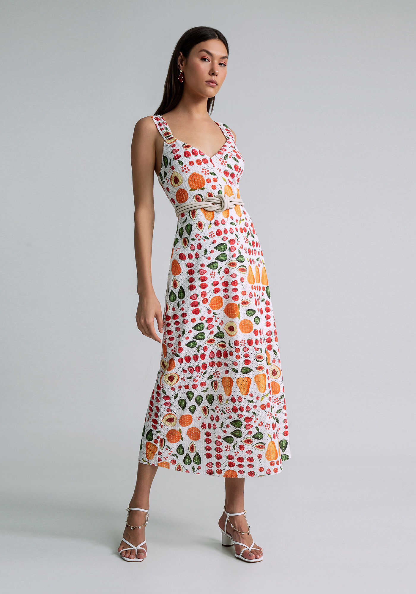 Vestido Midi Linho Estampado, SALADA DE FRUTAS, large.