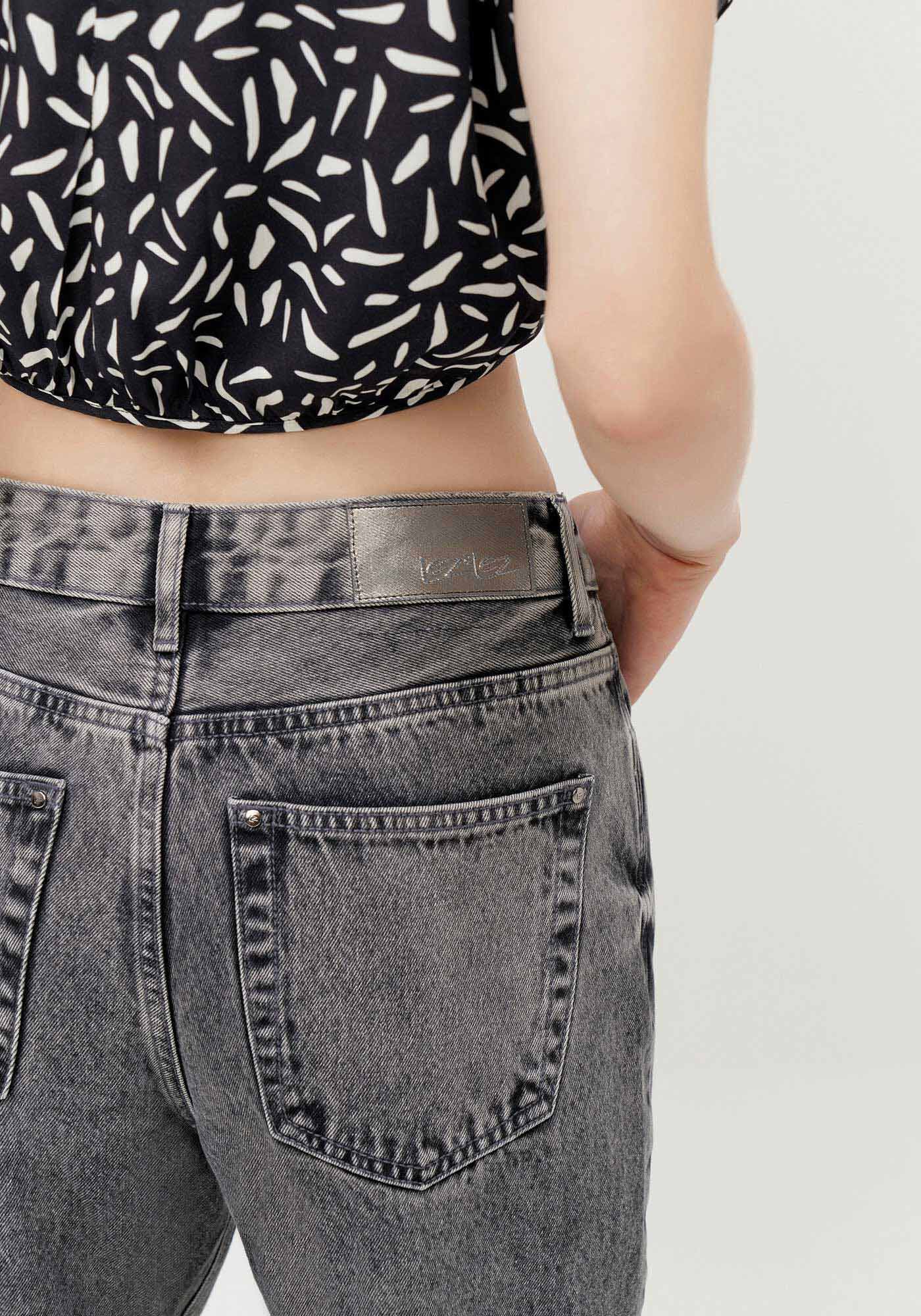 Cal&ccedil;a Jeans Reta Cropped Preta Estonada, , large.