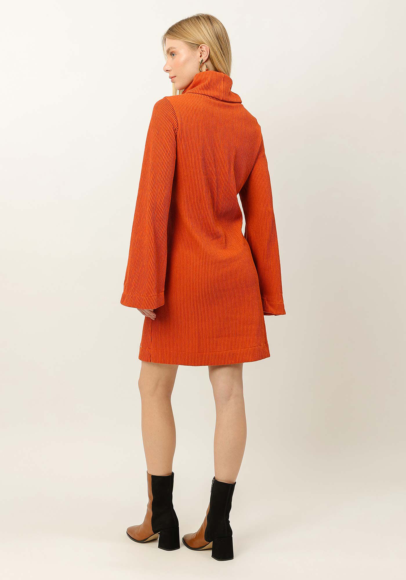 Vestido Curto Manga Longa com M&aacute;xi Gola Alta, , large.