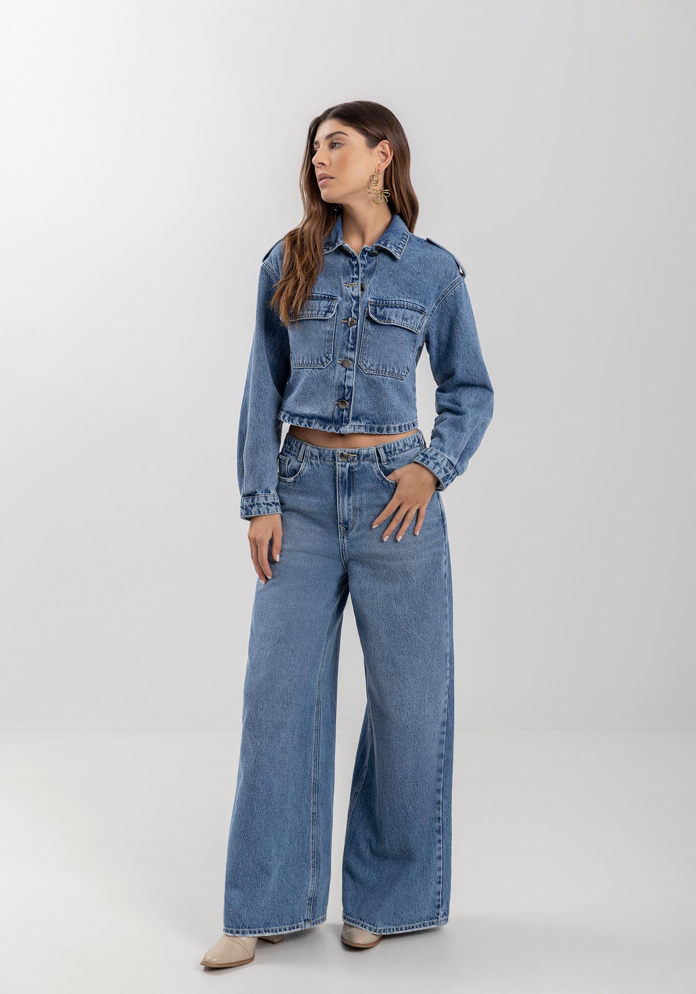 Cal&ccedil;a Jeans Super Wide Leg Com Cintura Alta E Passantes, , large.