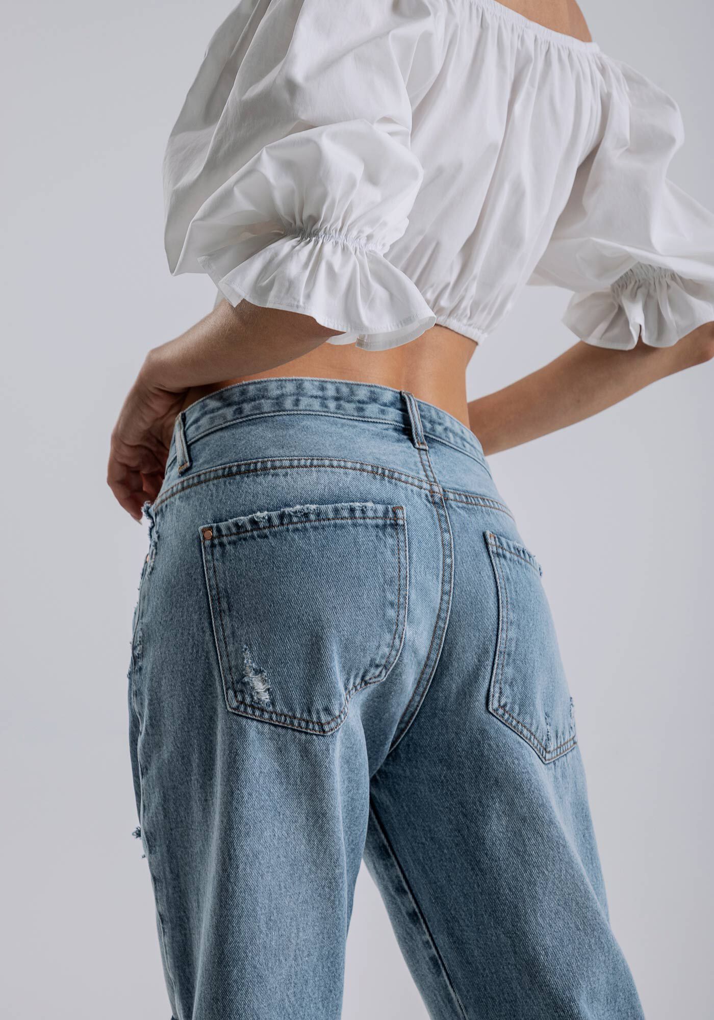 Cal&ccedil;a Jeans Reta Ampla com Cintura Baixa, JEANS, large.