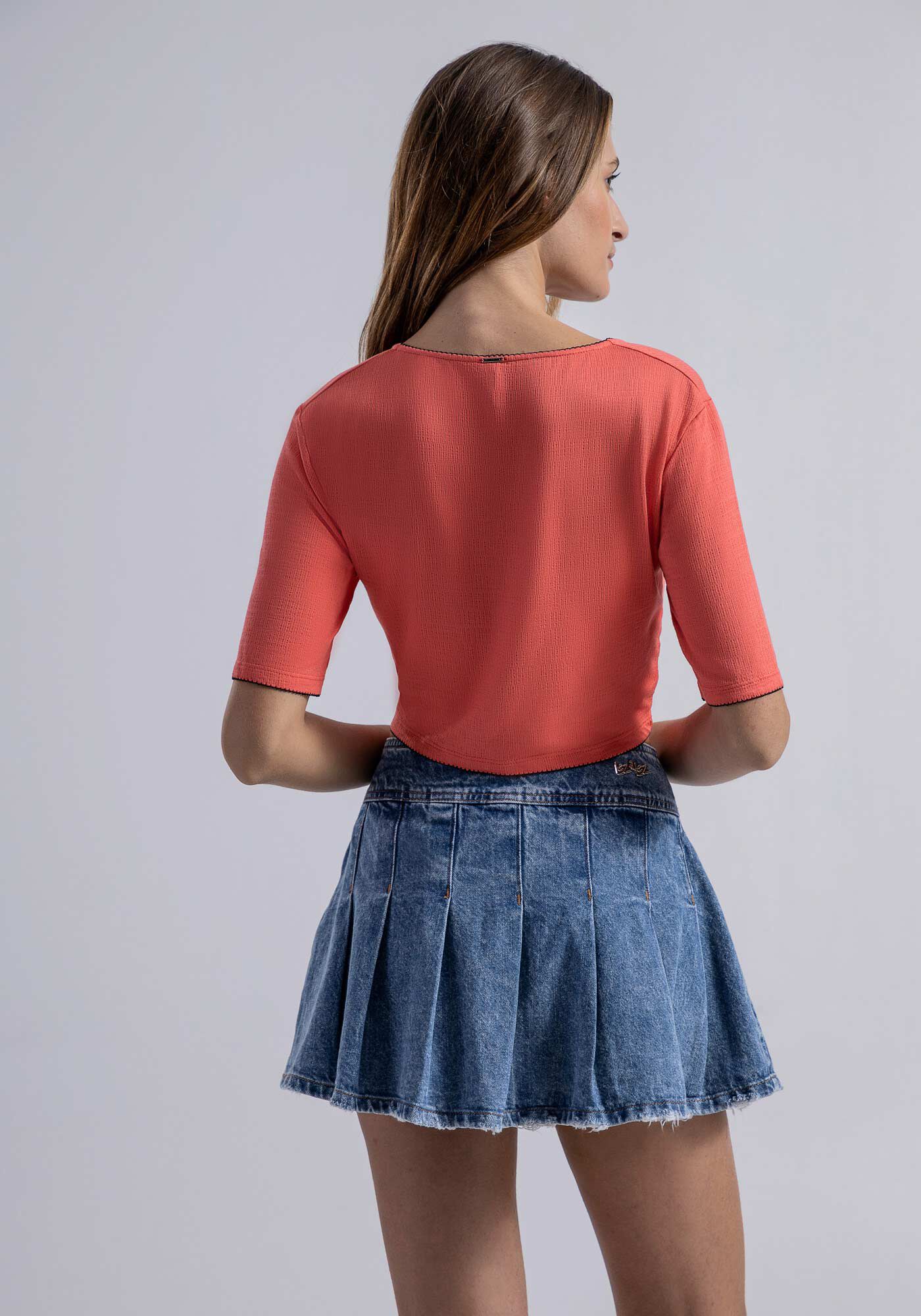 Blusa Cropped em Malha Vicenza com Franzido Busto, , large.