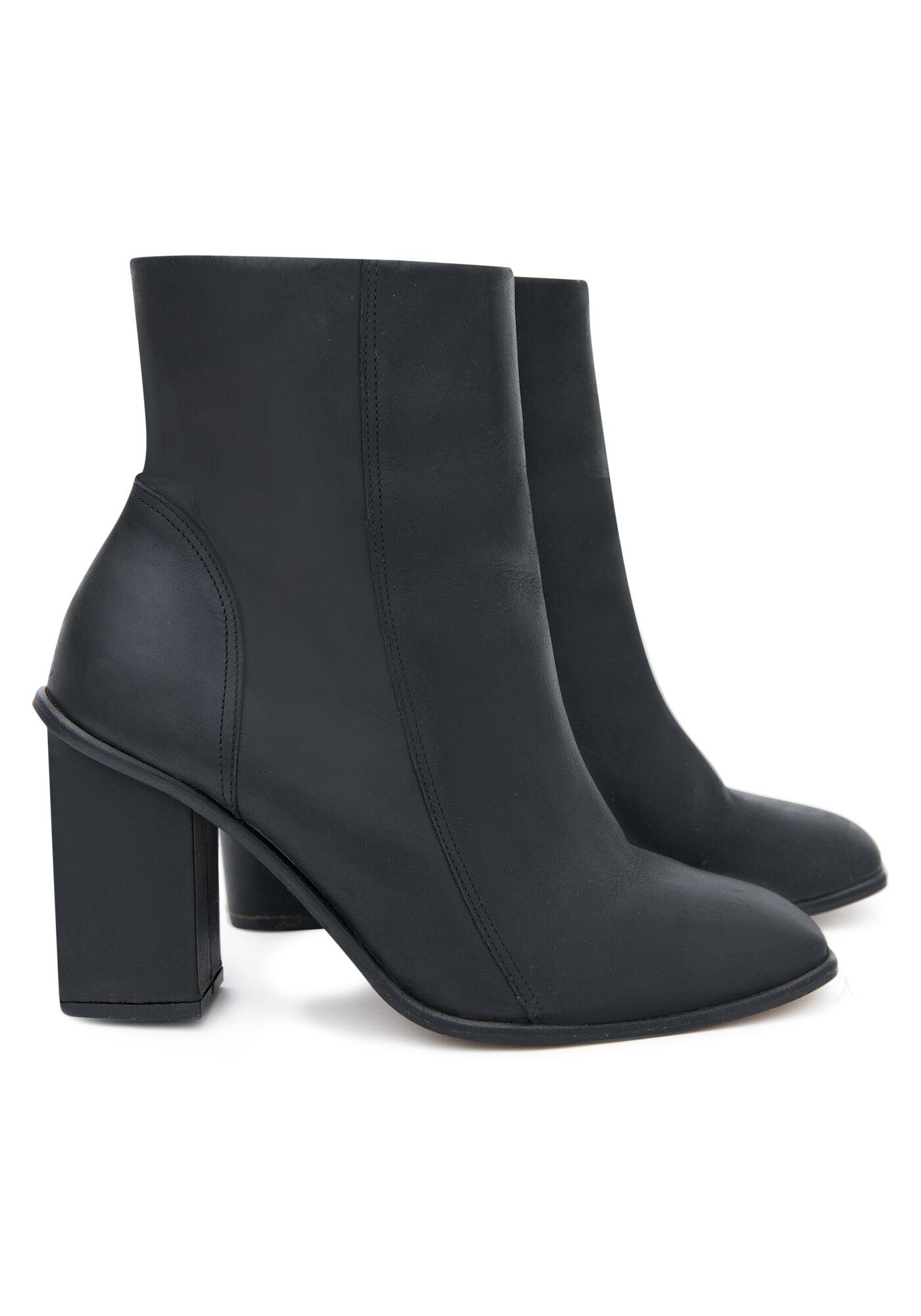 Bota Salto M&eacute;dio Bloco com Bico Quadrado, PRETO REATIVO, large.