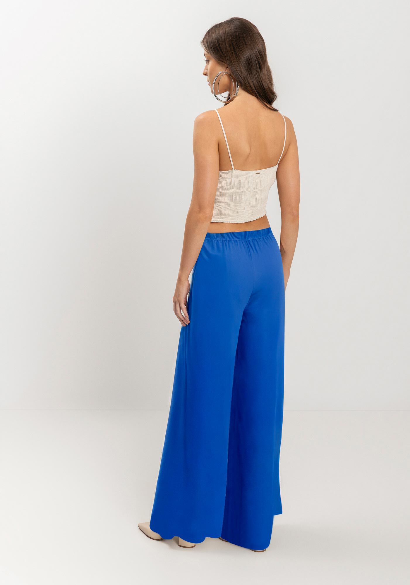 Cal&ccedil;a Pantalona De Cintura Alta Com C&oacute;s El&aacute;stico, , large.