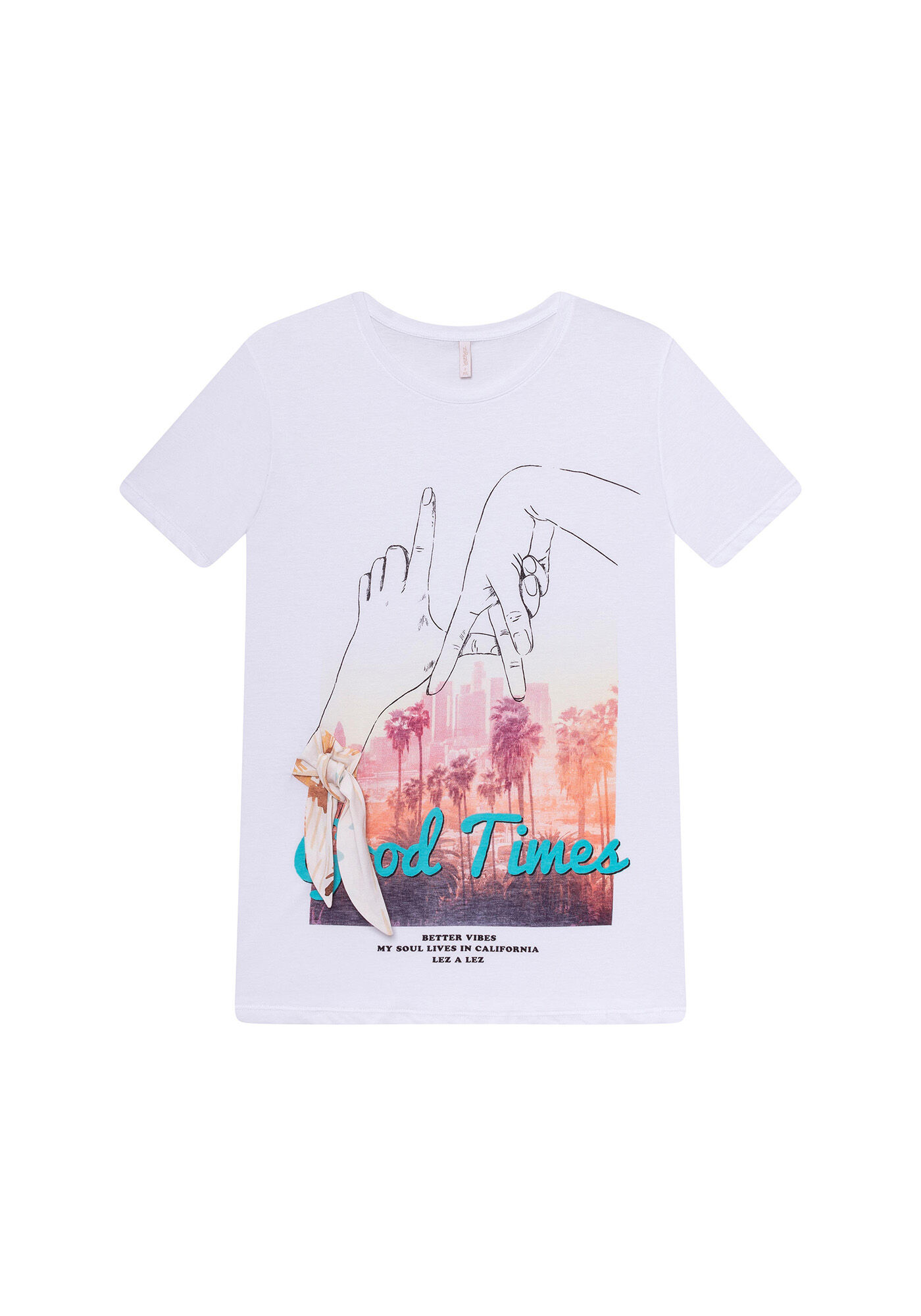 Blusa Recorte La&ccedil;o Estampa Long Beach, , large.