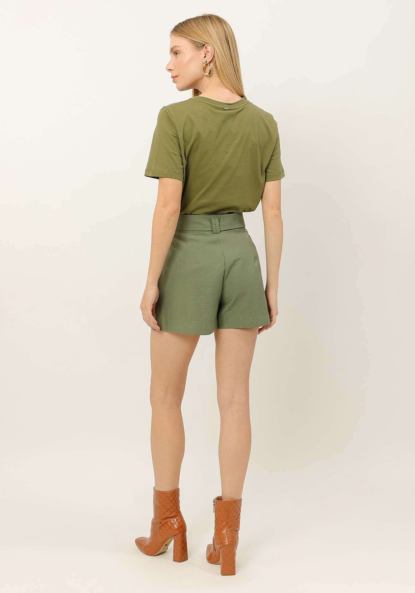 Shorts Cintura Alta com Cinto, , large.