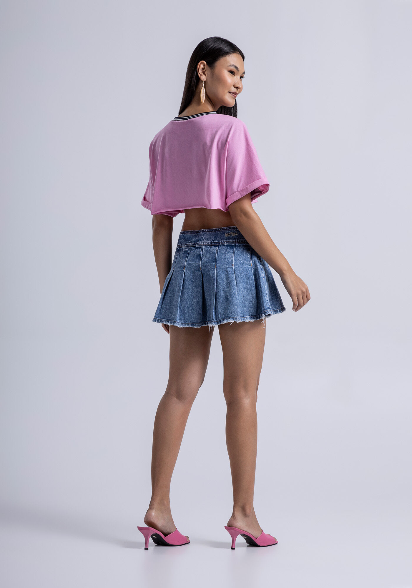 Blusa Cropped em Malha com Retil&iacute;nea, , large.