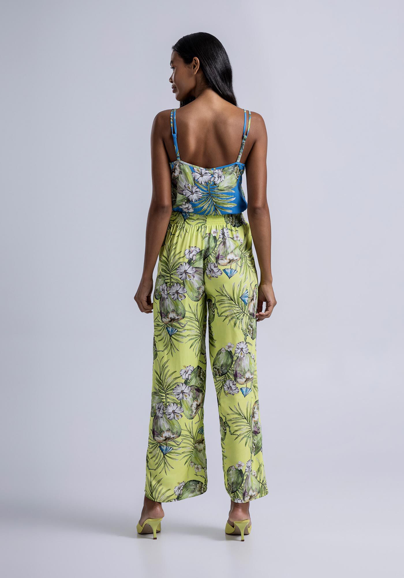 Cal&ccedil;a Reta Ampla em Viscose Estampada, , large.