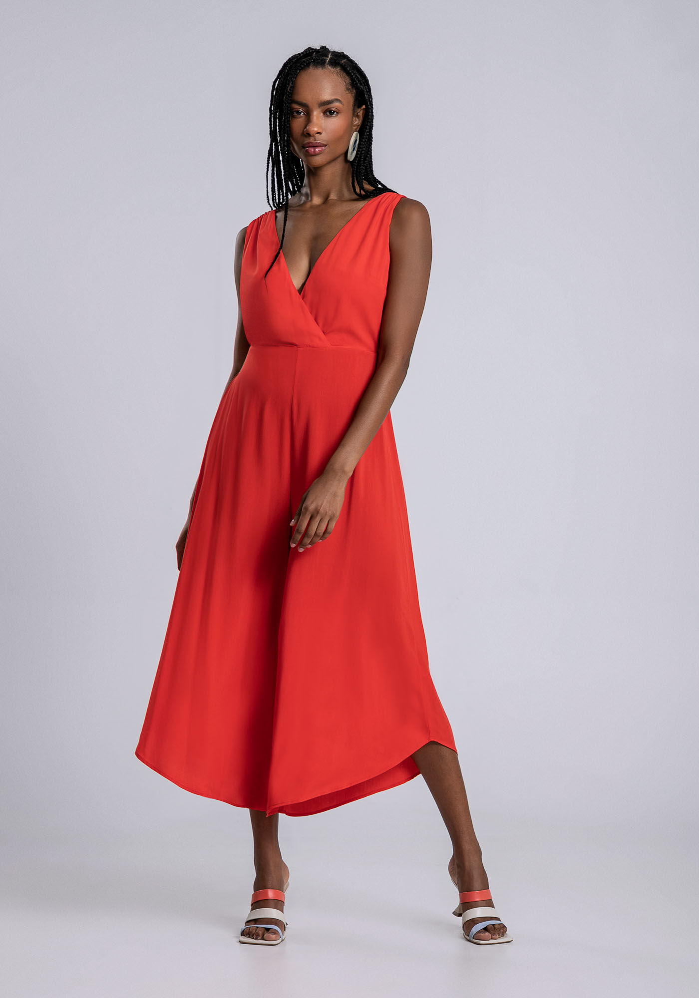 Macac&atilde;o Pantacourt Decote Transpassado Cores, VERMELHO TORONTO, large.