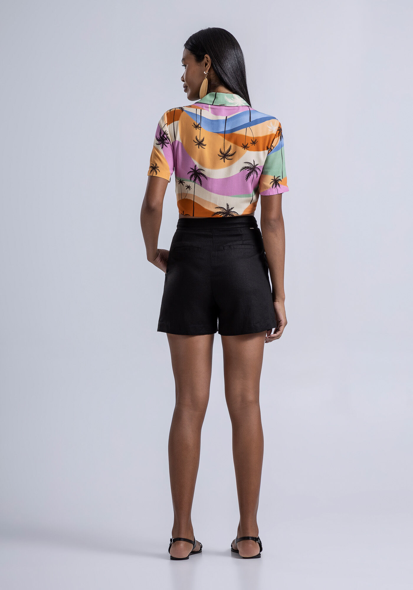 Camisa Manga Curta em Viscose Estampada, , large.