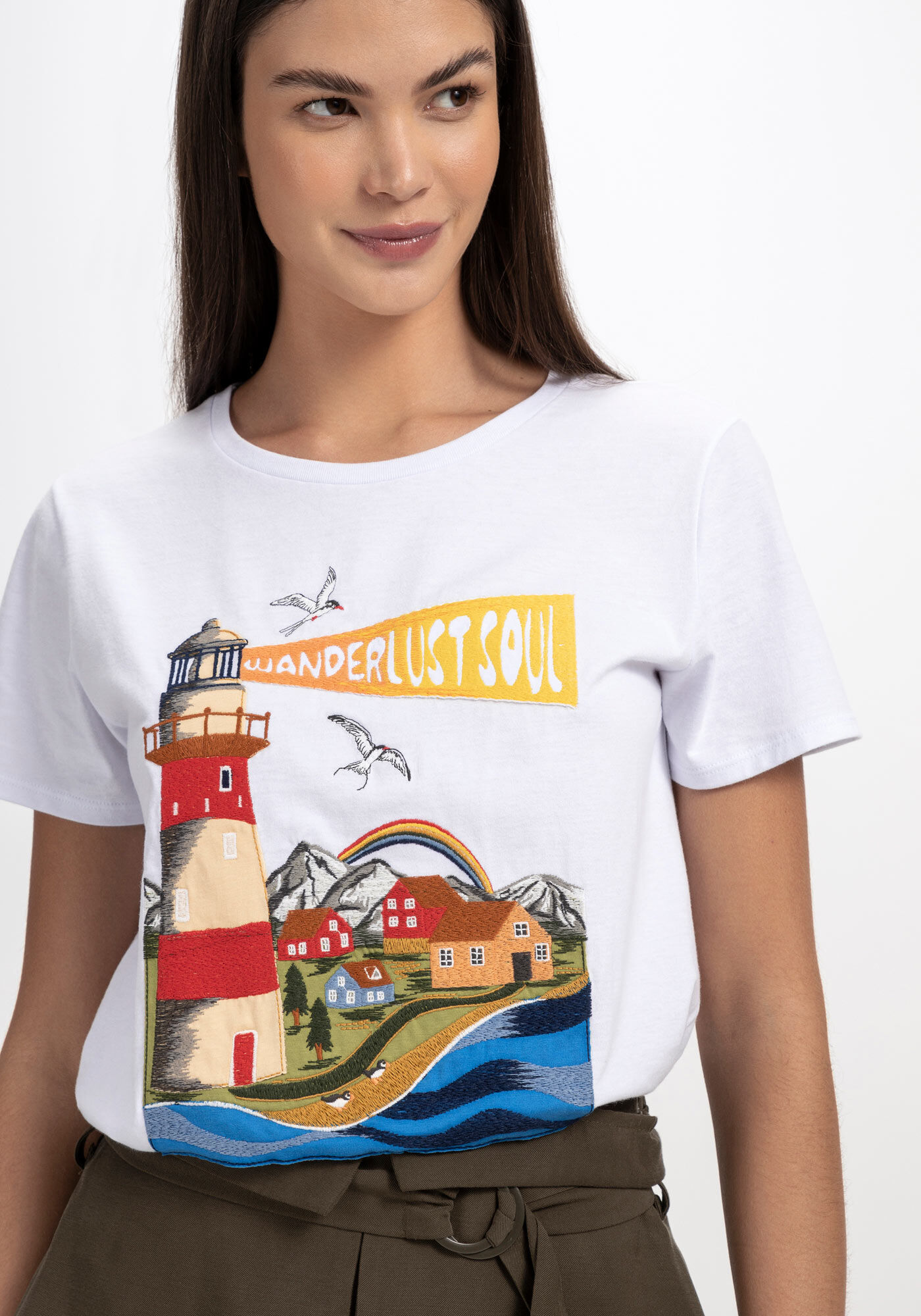 T-shirt em Malha com Bordado Farol, , large.