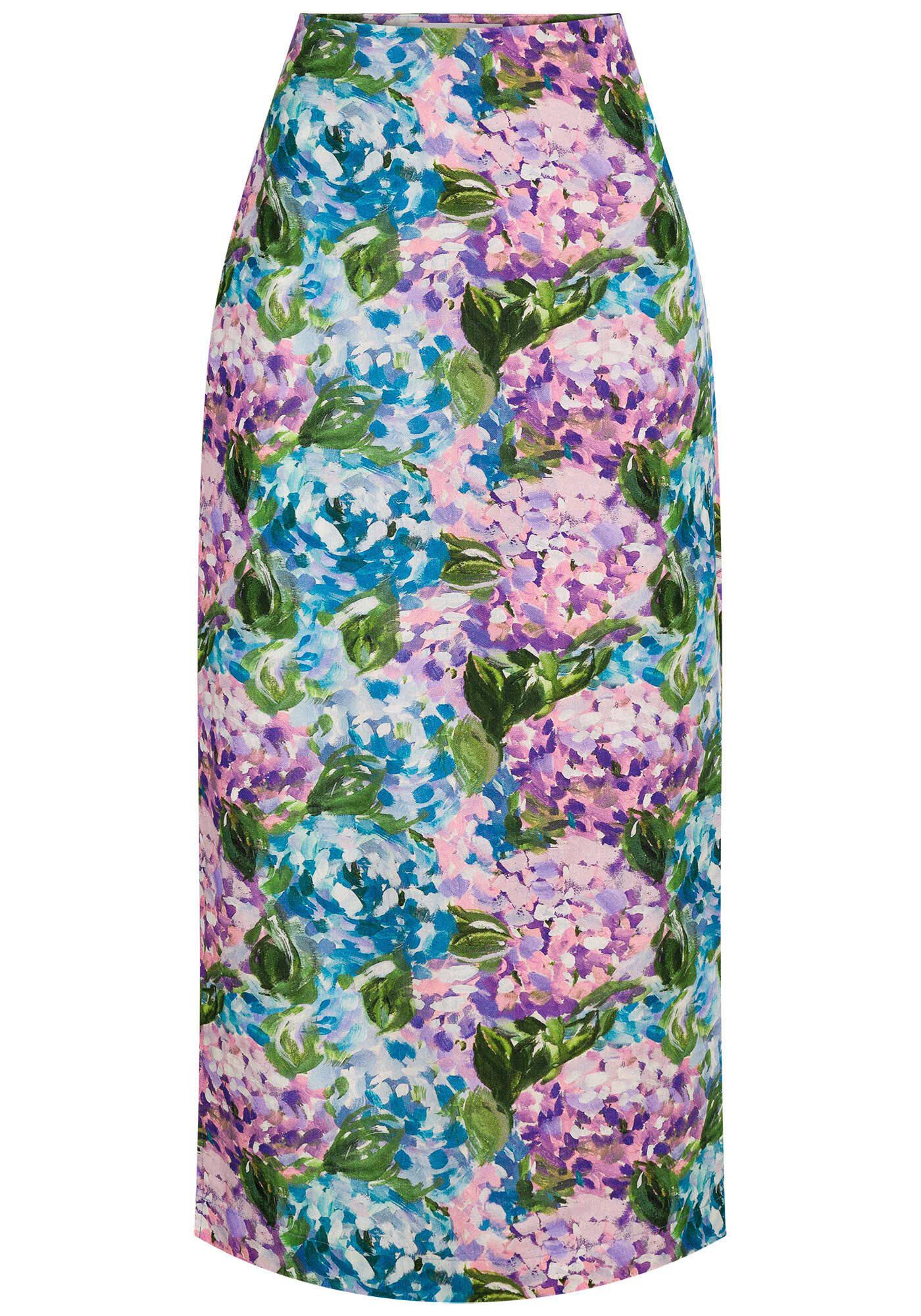 Saia Midi Cintura Alta em Viscose Estampada, , large.