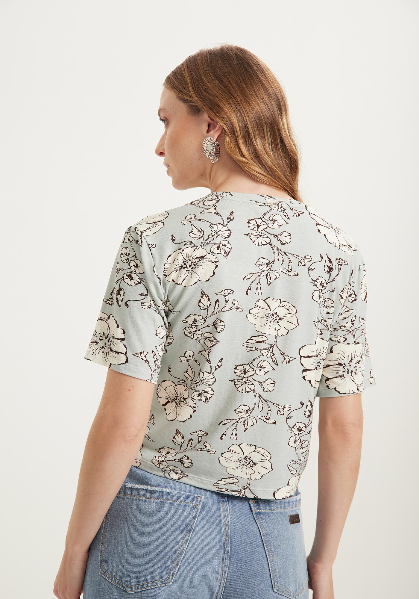 Blusa Curta Estampada Em Malha De Viscose Respons&aacute;vel, , large.