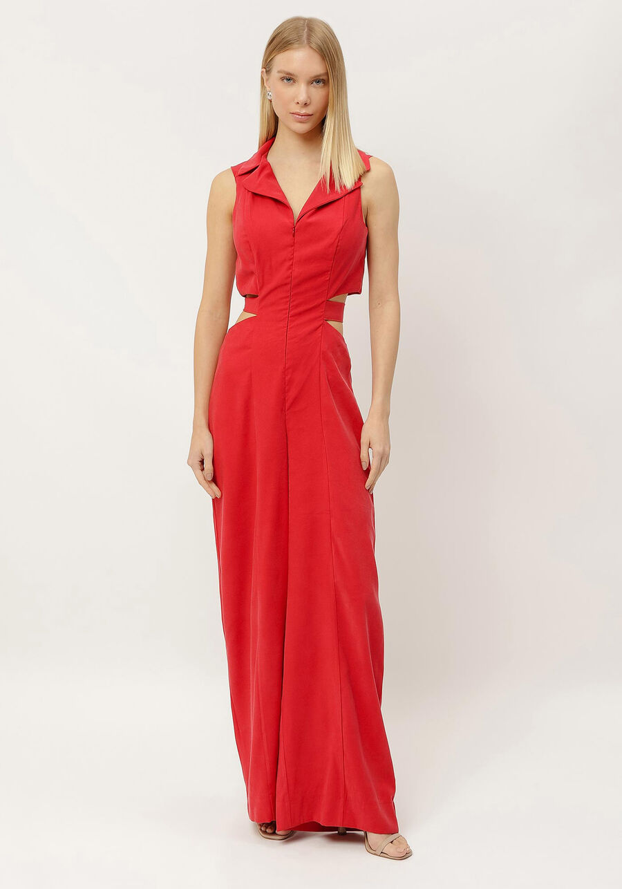 Macacão Longo com Gola e Cut Out, . Macacão Longo com Gola e Cut Out, , large.