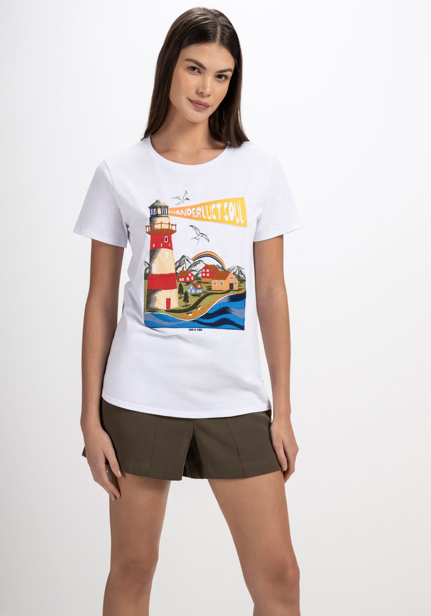 T-shirt em Malha com Bordado Farol, , large.