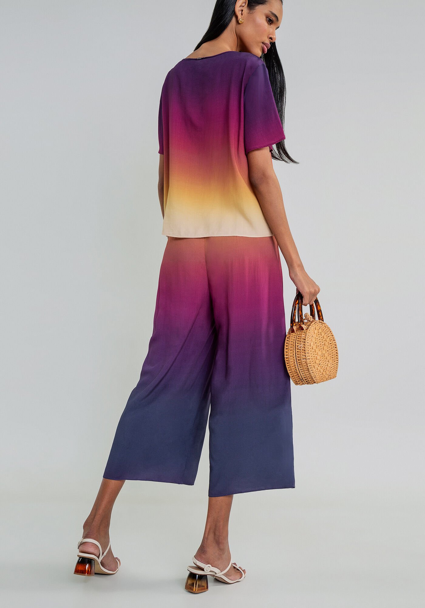 Blusa Manga Curta Ampla Estampa, , large.