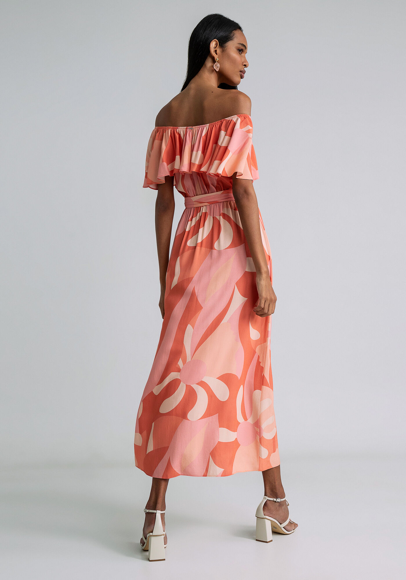 Vestido Midi Babado Faixa Estampa, , large.