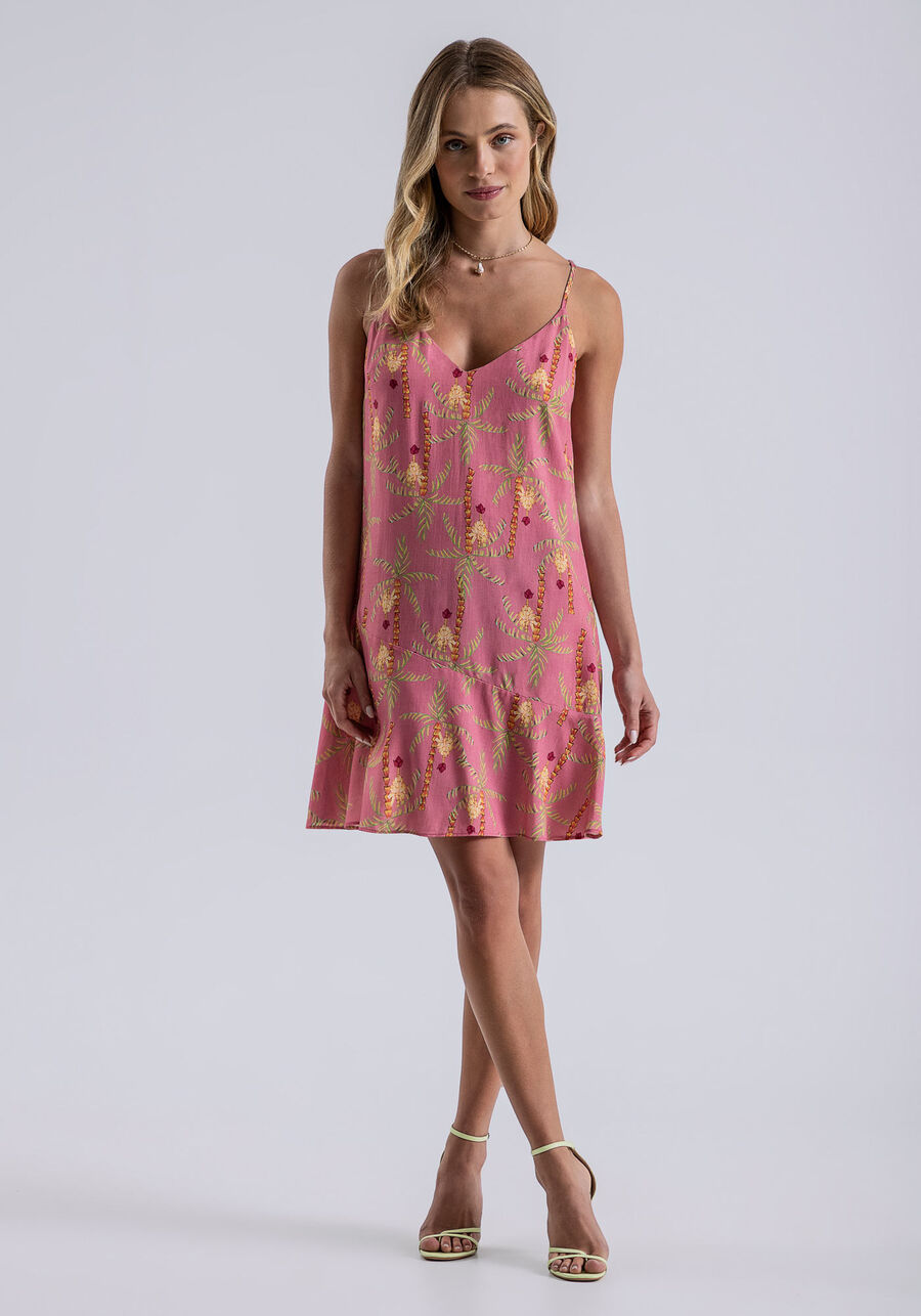 Vestido com Alças em Viscose com Babado, TROPICALIA. Vestido com Alças em Viscose com Babado, TROPICALIA, large.
