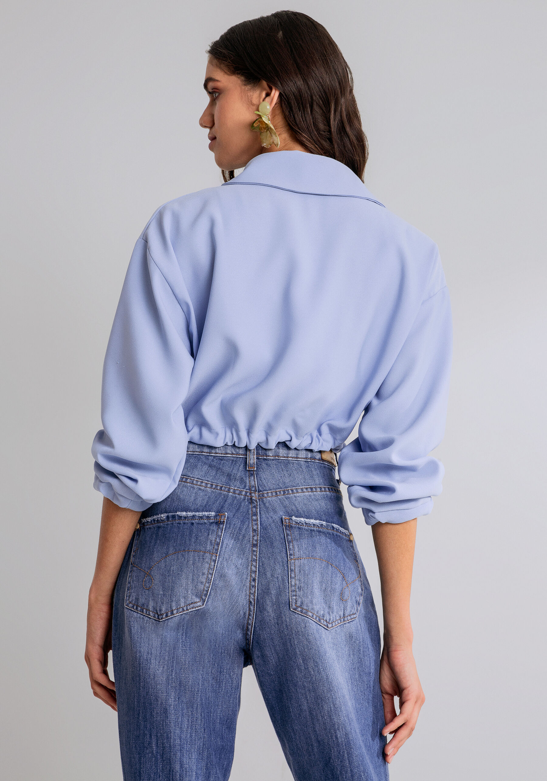 Jaqueta Tecido Crepe Satin Cropped, . Jaqueta Tecido Crepe Satin Cropped, , large.