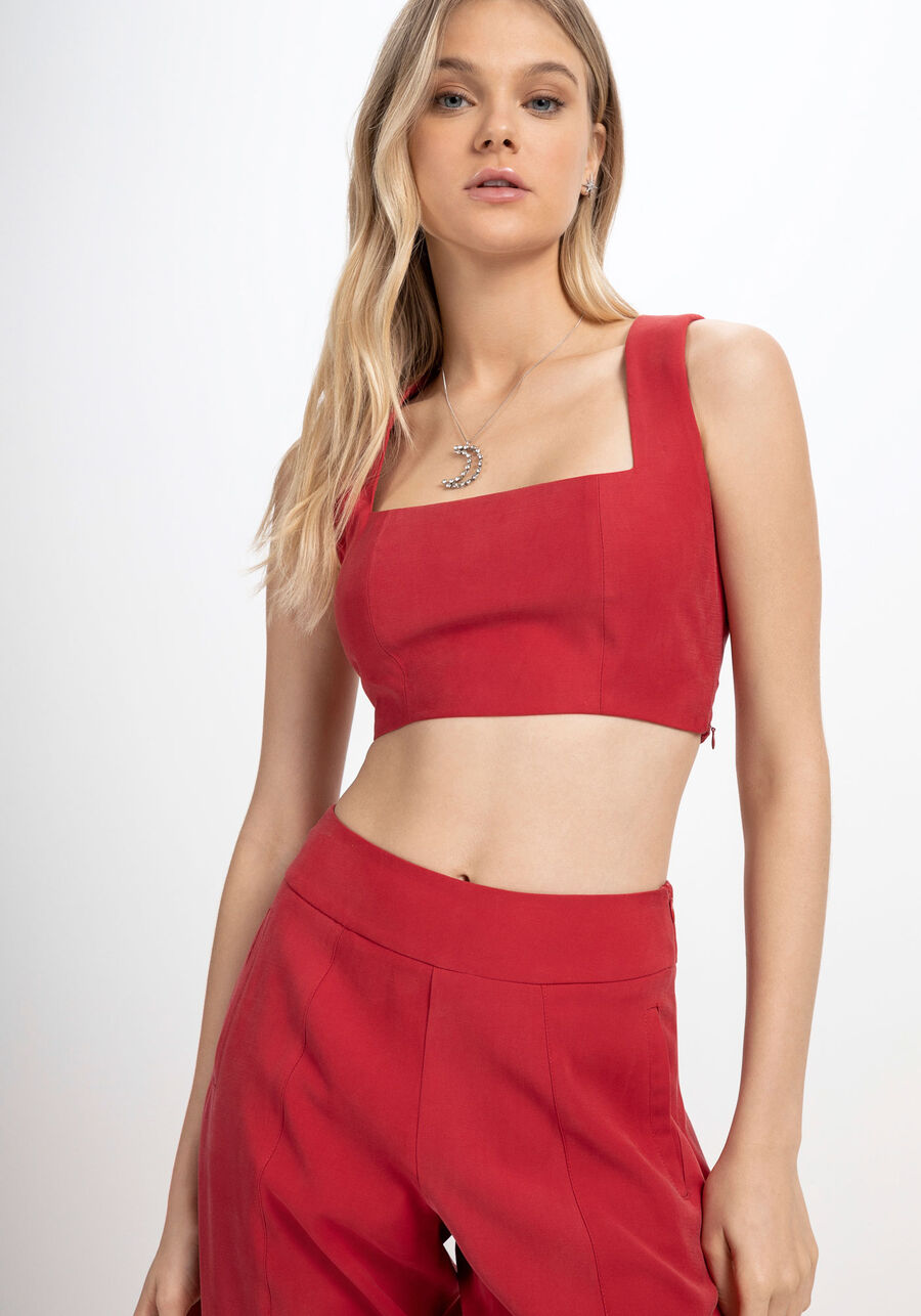Blusa Cropped com Decote Quadrado, . Blusa Cropped com Decote Quadrado, , large.