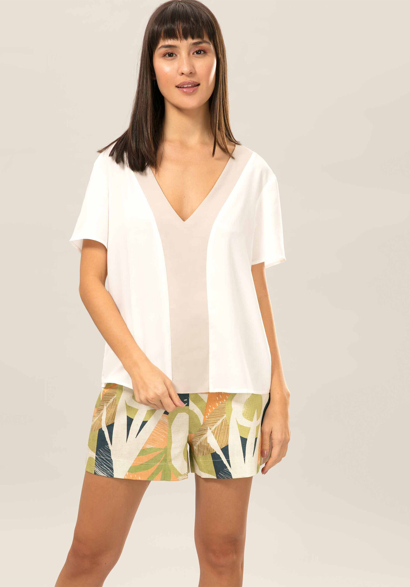 Blusa Recorte Bicolor Rosa Apricot, , large.