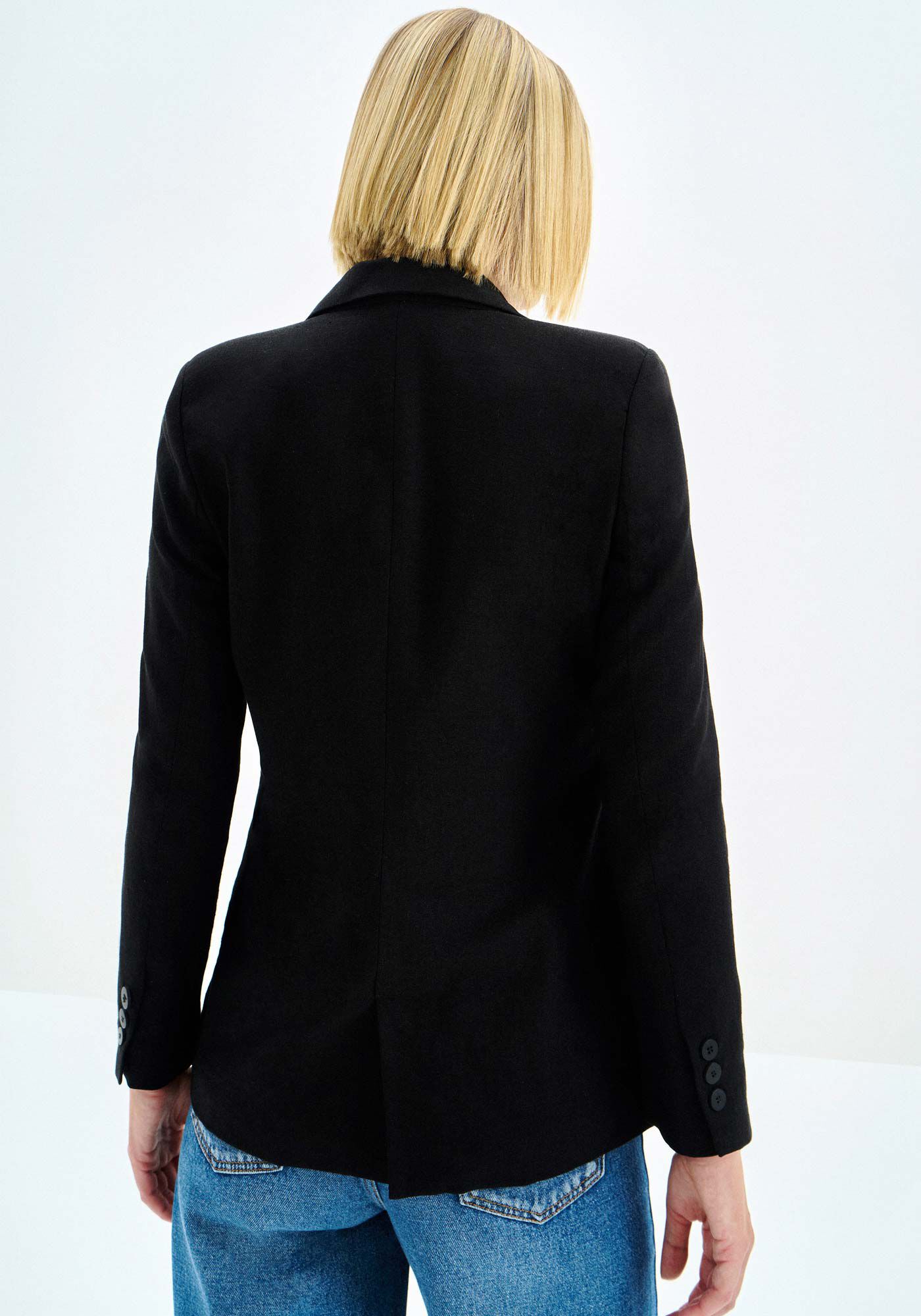 Blazer Alfaiataria em Linho com Lapela, , large.