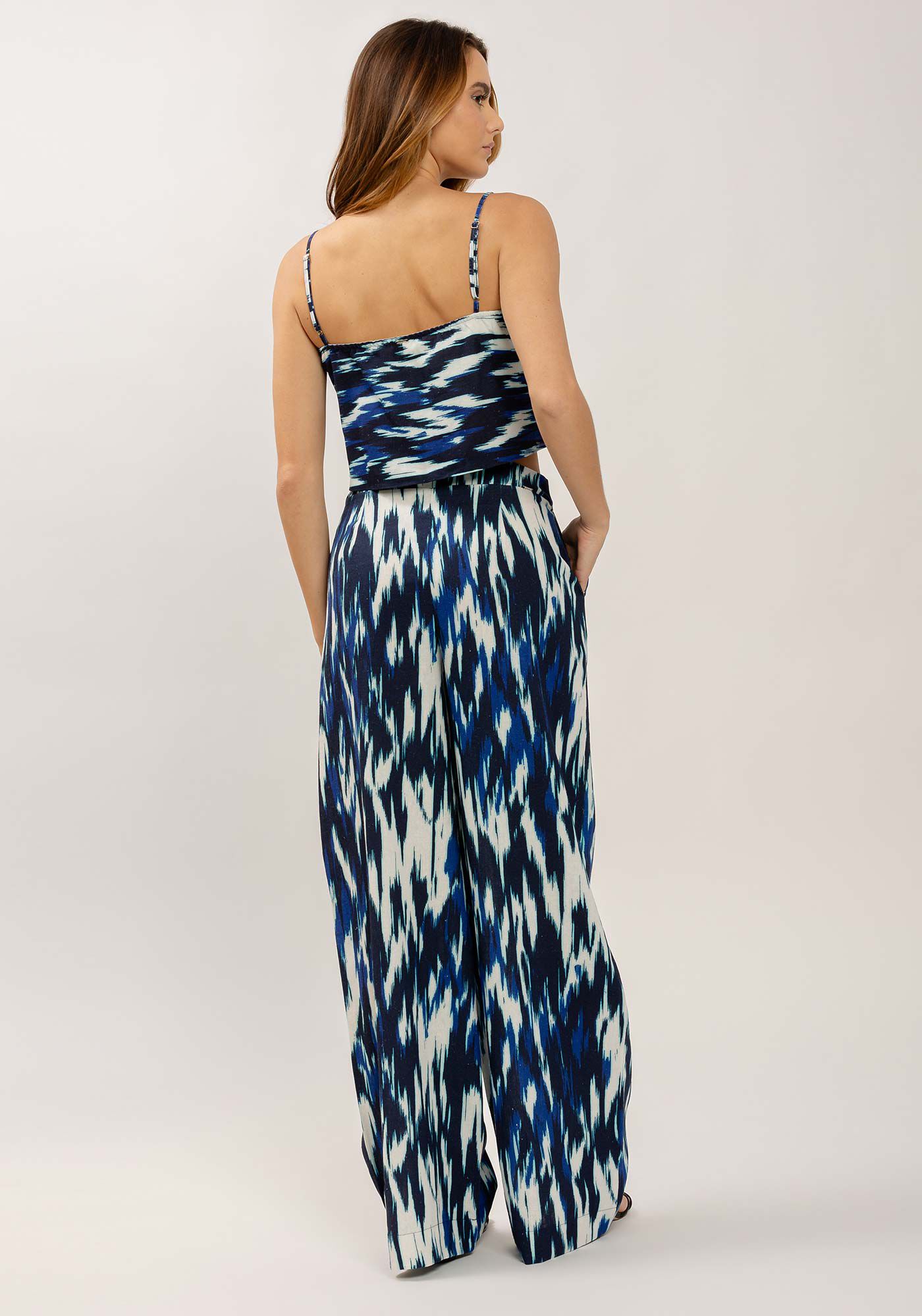 Cal&ccedil;a Pantalona em Linho Estampada, , large.