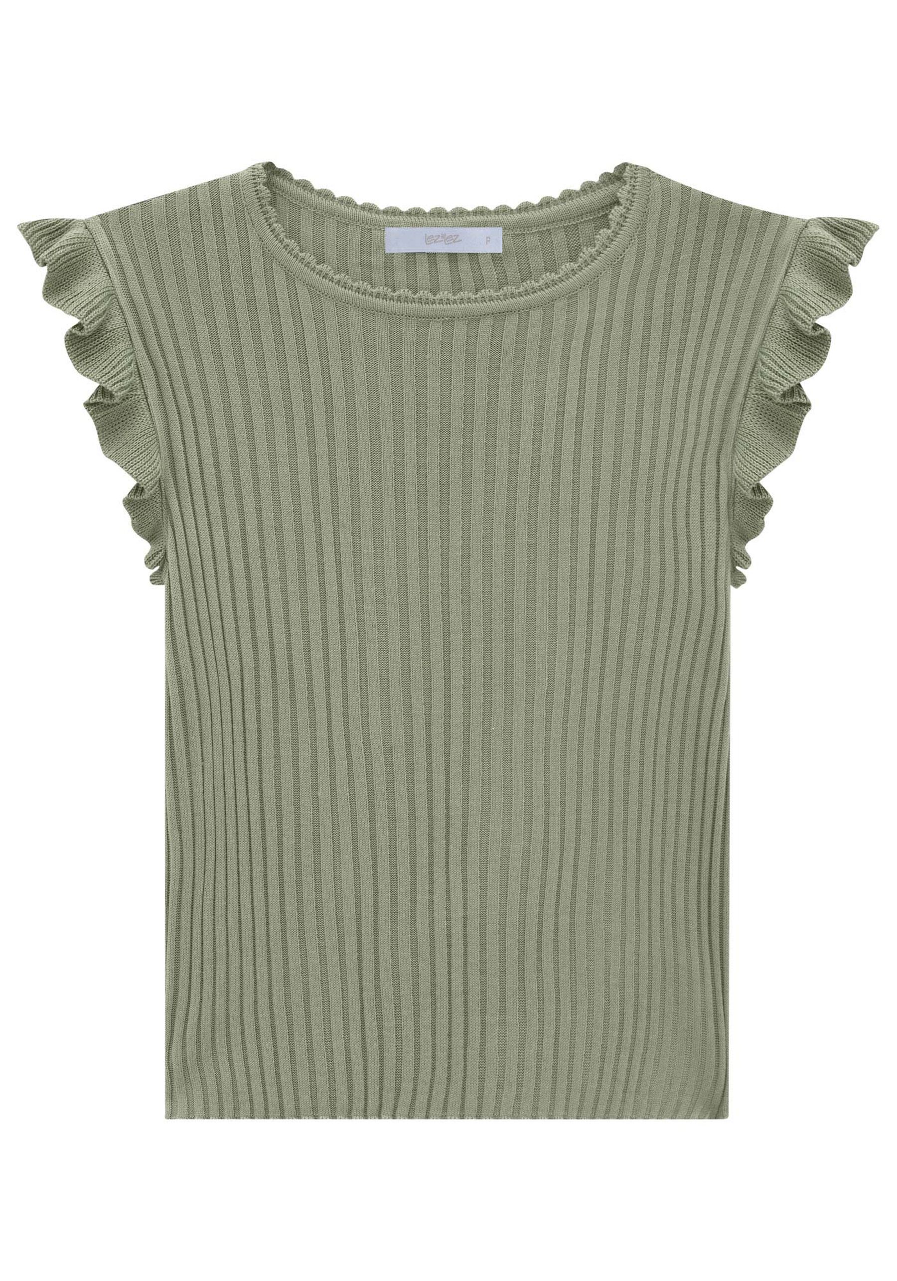 Regata em Tricô com Babado Cavas, . Regata em Tricô com Babado Cavas, , large.