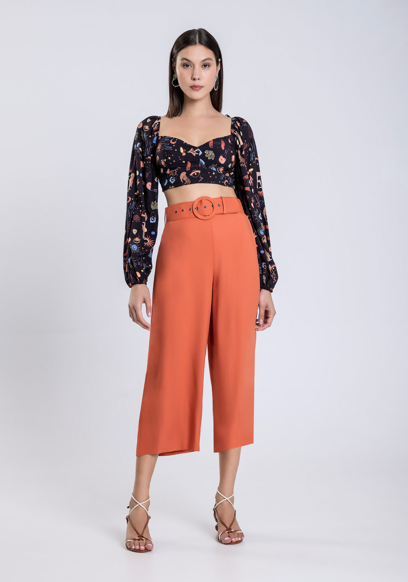 Blusa Cropped em Viscose Estampada, , large.