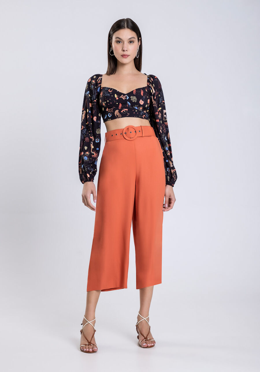 Blusa Cropped em Viscose Estampada, . Blusa Cropped em Viscose Estampada, , large.