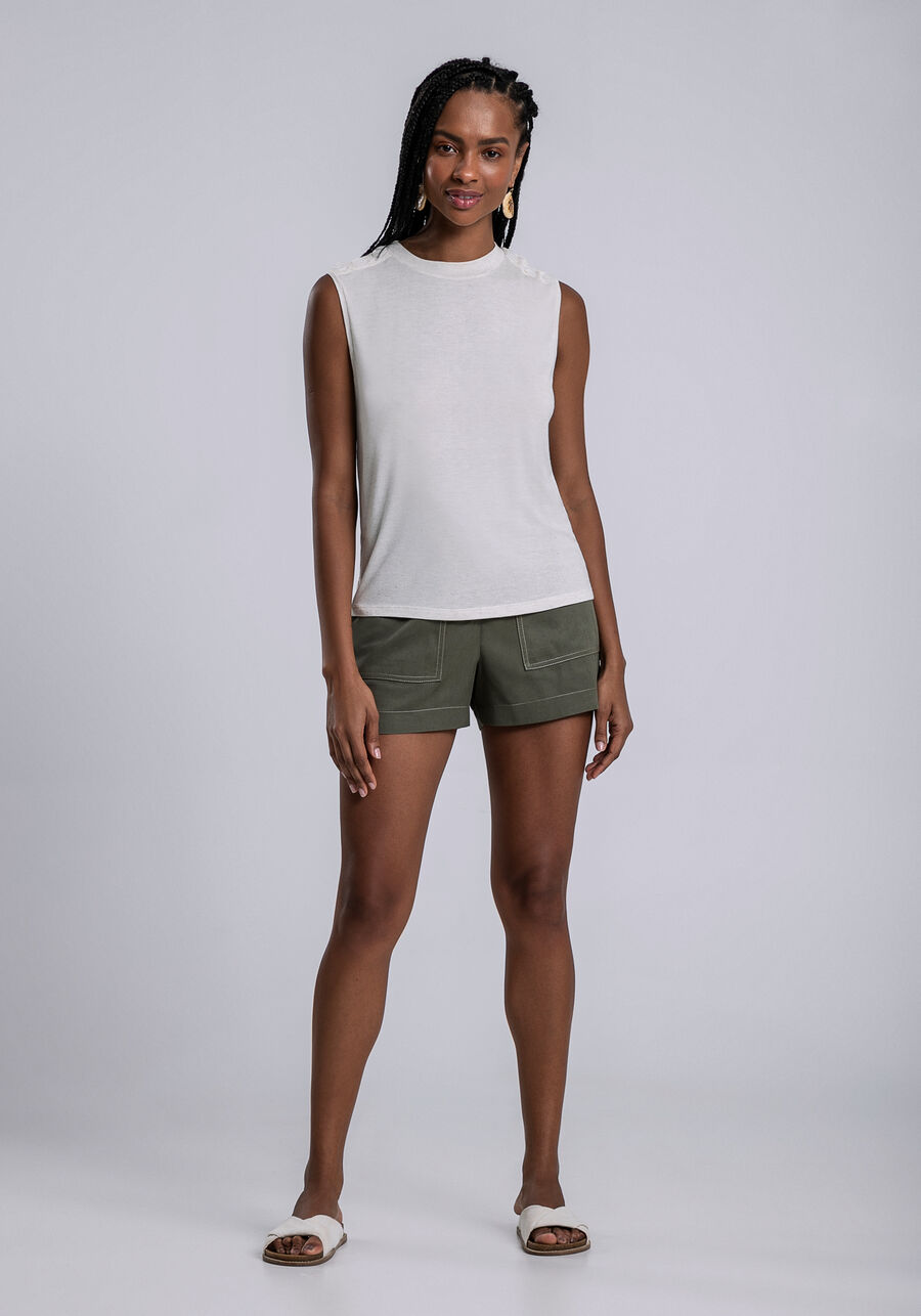 Regata em Malha com Botões Ombros, . Regata em Malha com Botões Ombros, , large.