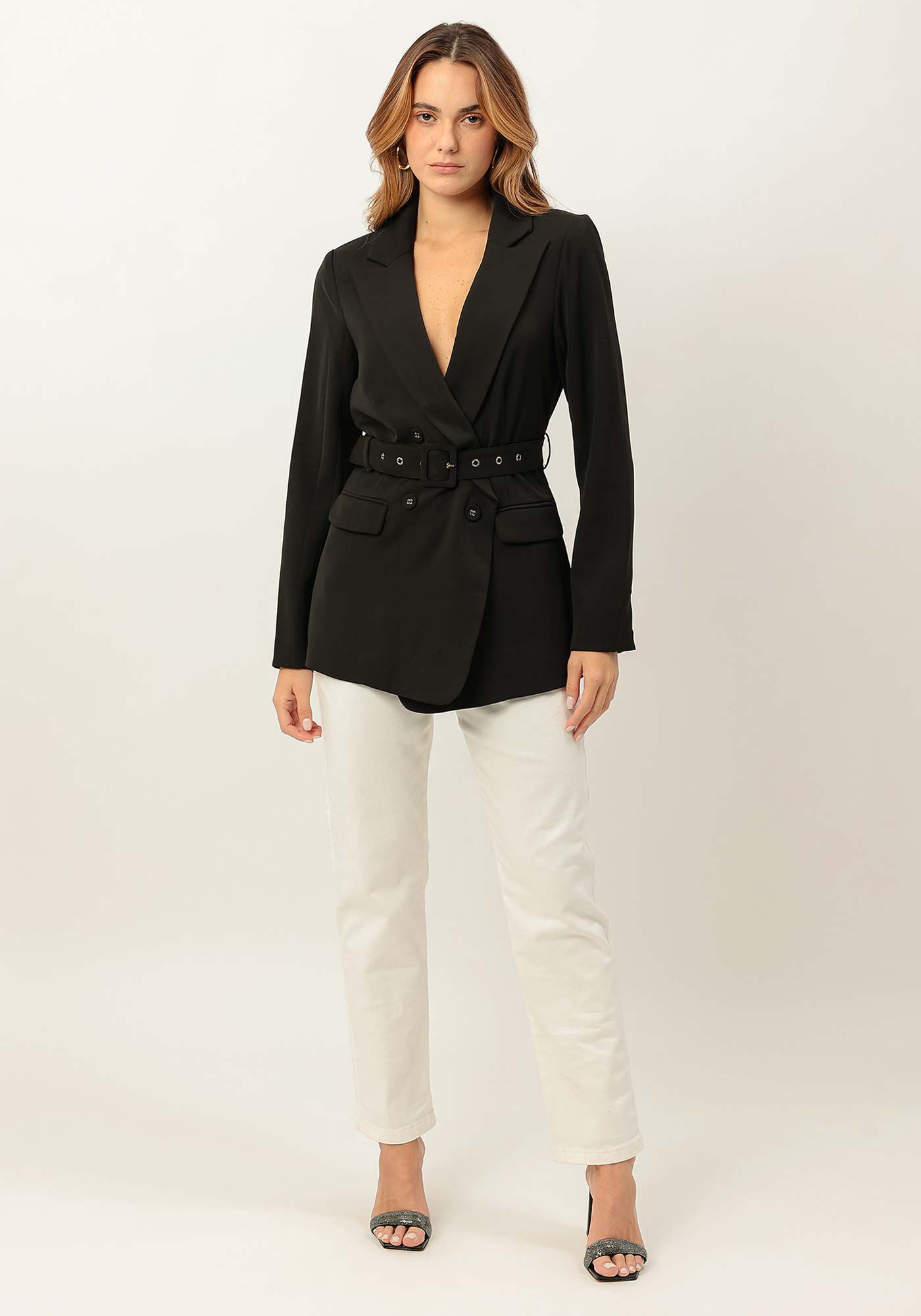 Blazer Alfaiataria com Cinto, PRETO REATIVO, large.