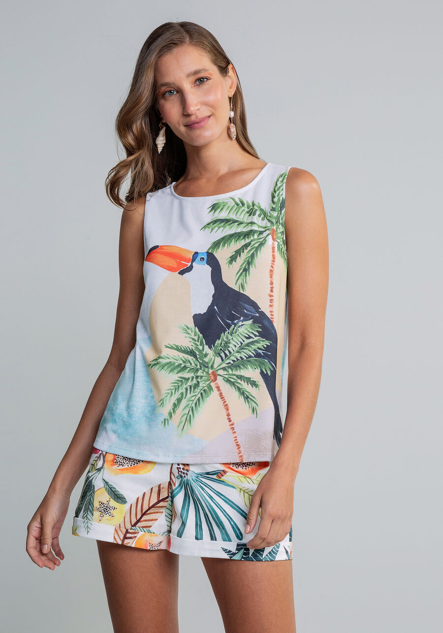 Blusa sem Mangas Estampa, . Blusa sem Mangas Estampa, , large.