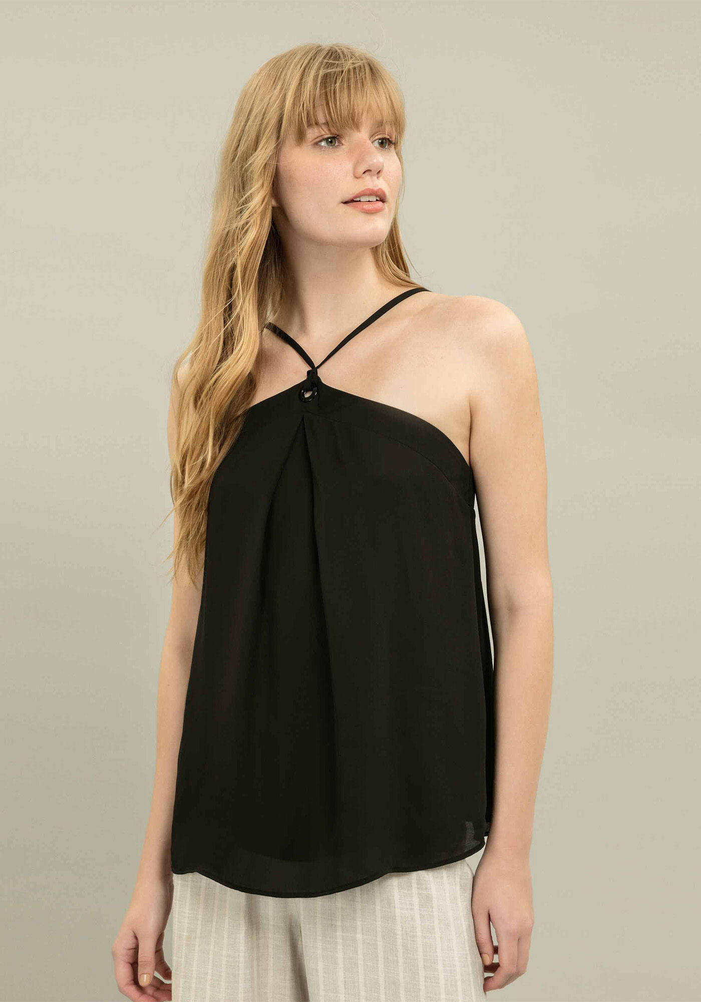 Blusa com Al&ccedil;a Lisa com Prega, , large.