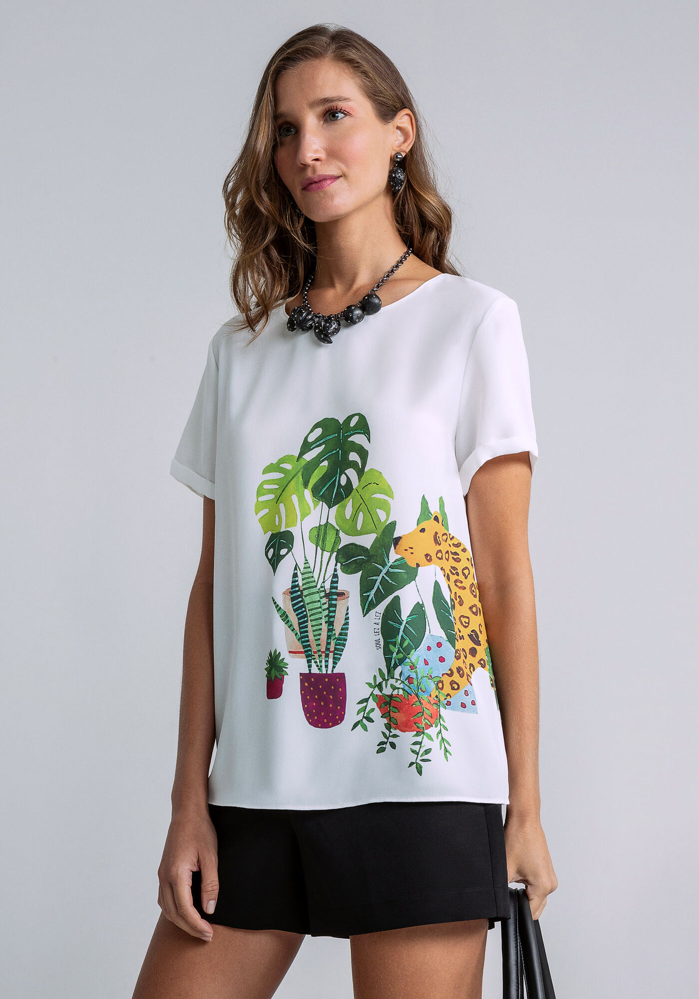 Blusa Manga Curta Estampada, INSTINTO, large.