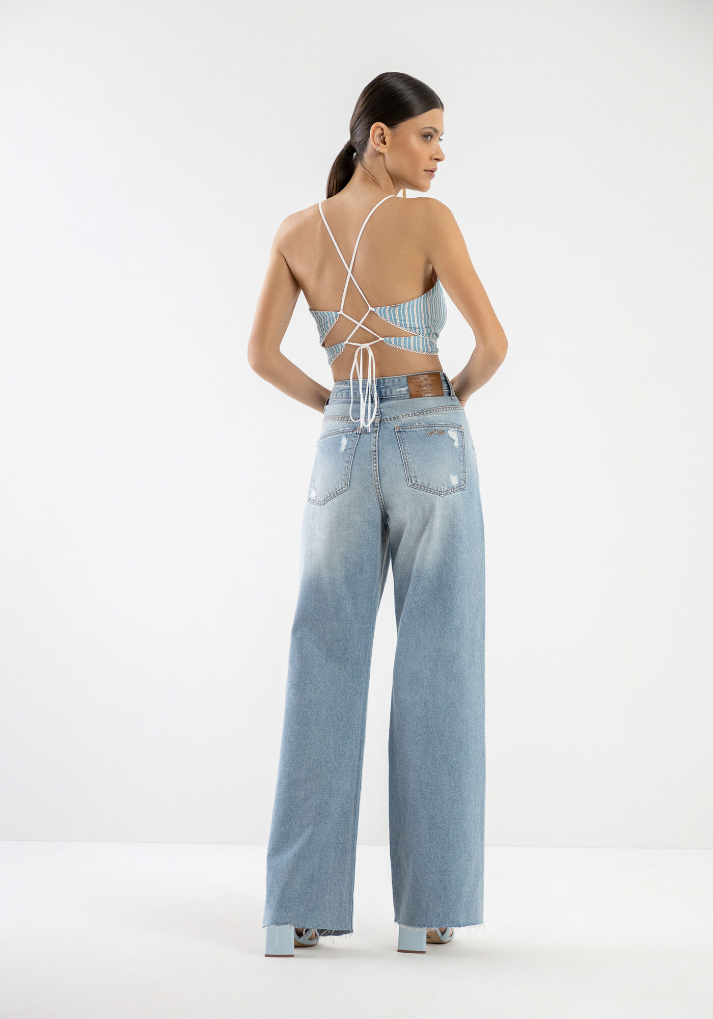 Cal&ccedil;a Jeans Wide Leg Destroyed com Pregas, , large.