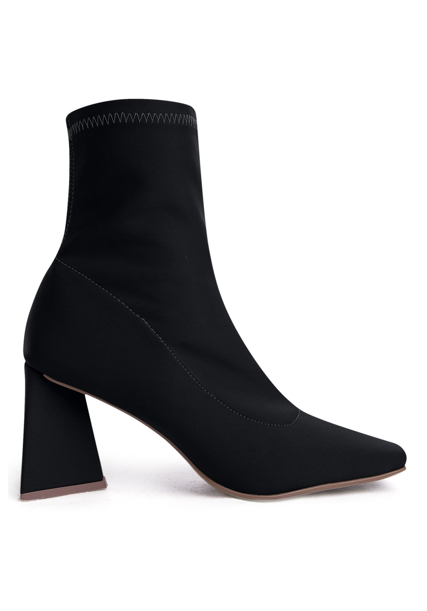 Bota Knit Bico Fico com Salto Flare, PRETO REATIVO, large.