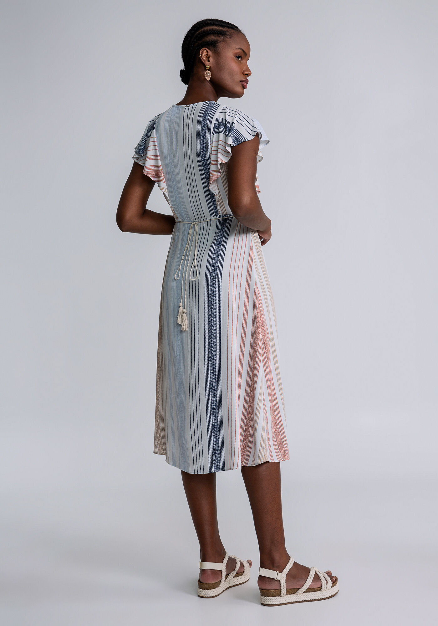 Vestido Midi Transpassado Estampado, DESCANSO, large.