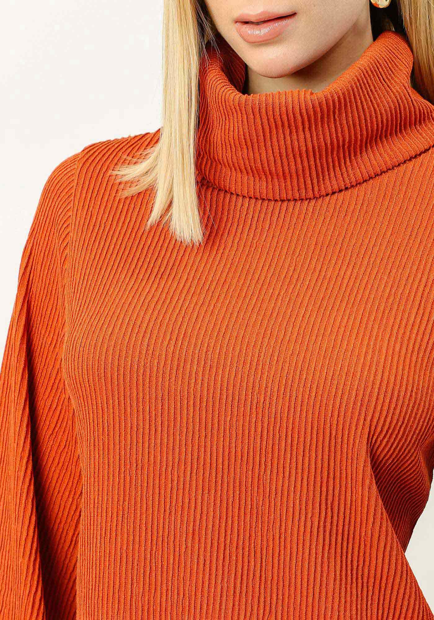 Vestido Curto Manga Longa com M&aacute;xi Gola Alta, , large.