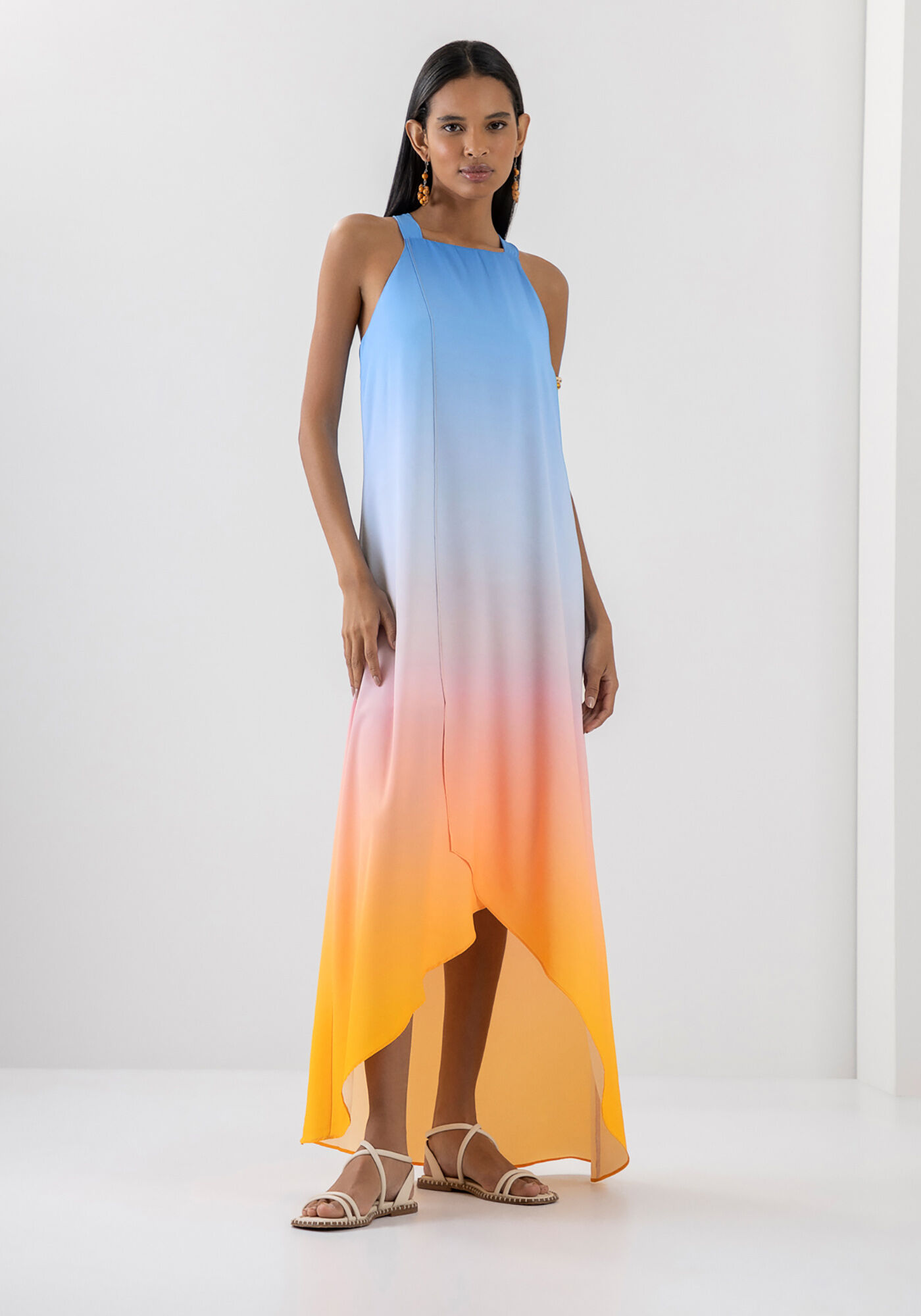 Vestido Midi Assim&eacute;trico com Estampa P&ocirc;r do Sol, POR DO SOL, large.